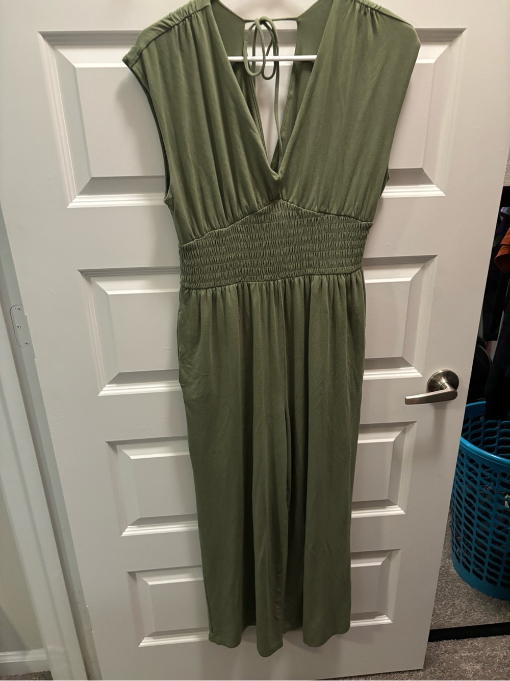 Women's Olive Green V-Neck Maxi Pants